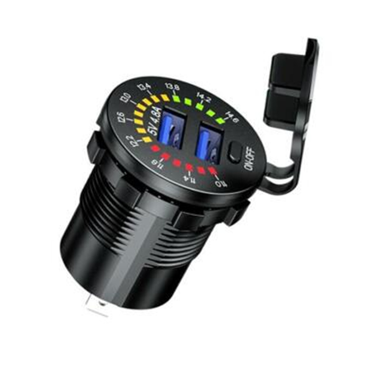Dual USB Car Boat Charger Socket Adapter Power Outlet LED Voltmeter Waterproof
