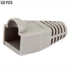50 Pcs Cat6 Cat5e RJ45 Network Ethernet Cable Ends Plug Connector Cap Boot Gray