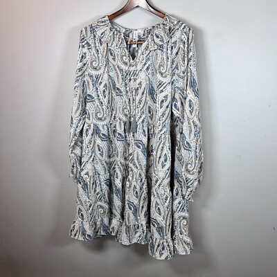 grey paisley dress Italian Womens Paisley Maxi Dress V Neck Smock Dress UK 818