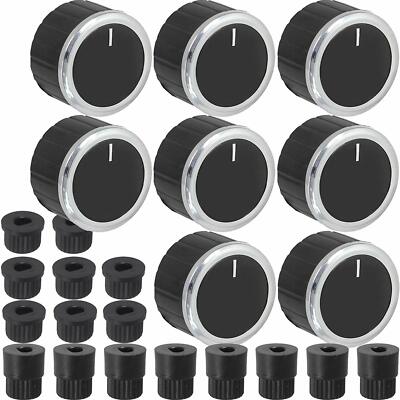 Steuerknopf Zifferblattschalter + Adapter für Rangemaster Herde Backofen Herd schwarz x 8