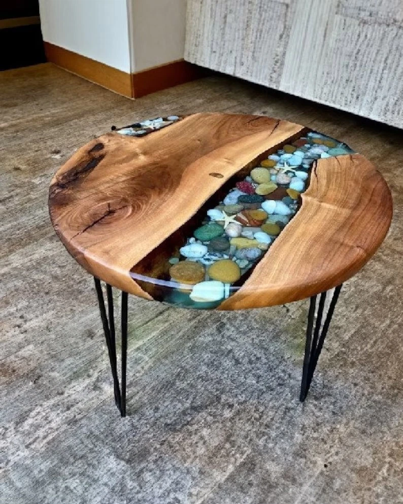 18x18 Walnut deep pour resin epoxy table wood table coffee table