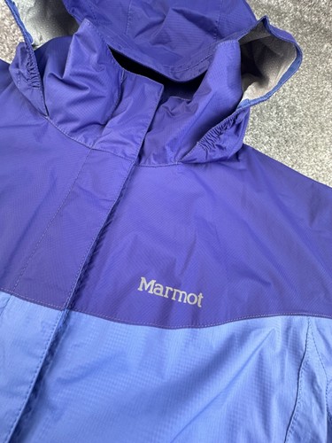 Marmot Kids Rain Coat PreCip Eco Hoodie Jacket Purple Blue J55680 Windbreaker - Picture 5 of 17
