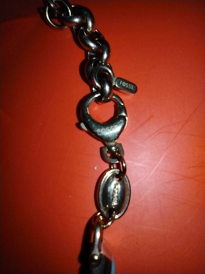 Brazalete Brazalete Acero Esmalte Azul Tono Oro Fósil Foto 4 de 4