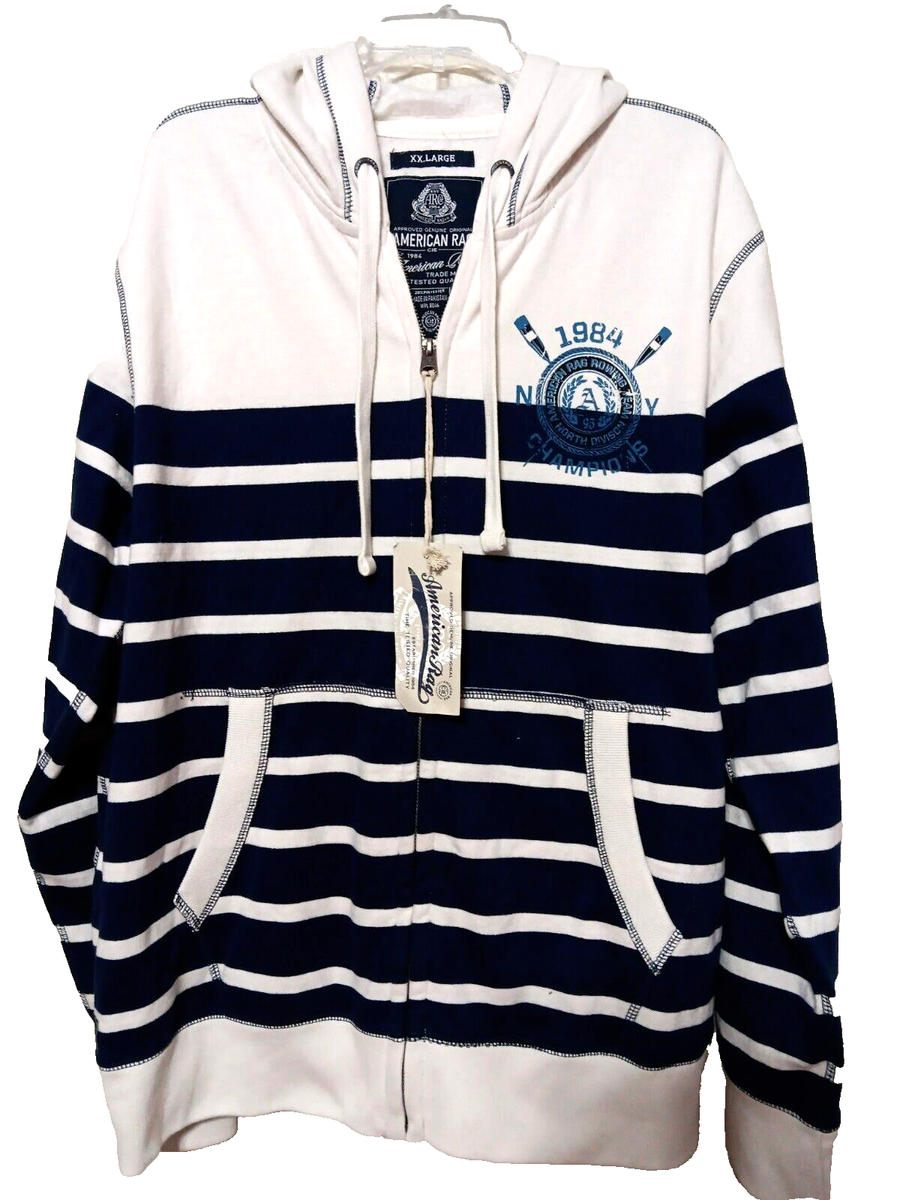 AMERICAN RAG Full Zip Hoodie Jacket Size XXL Unisex White Blue
