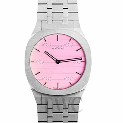 Gucci, NEW, Swiss Quartz Pink Dial 38mm Unisex Watch, Sapphire Crystal, YA163410