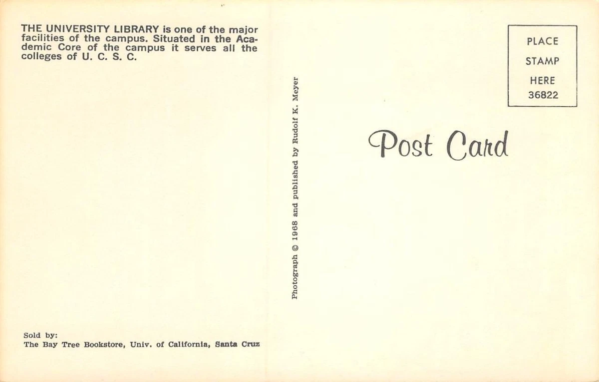 University Library UCSC University of California, Santa Cruz Vintage  Postcard | eBay