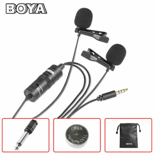 BOYA BY-M1DM Dual-Head Lavalier Microphone for DSLR Camera Smartphone PC Mic  - Image 2 of 4