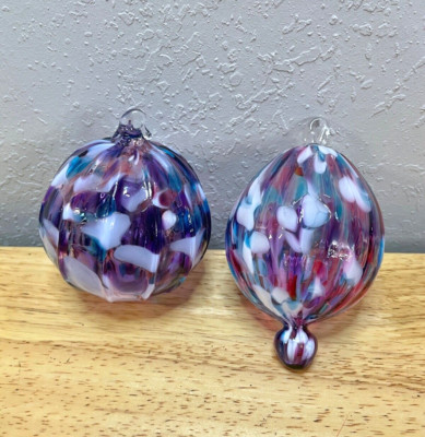 2Pcs Hand-Blown Glass Ball Sphere Christmas Ornament 3 