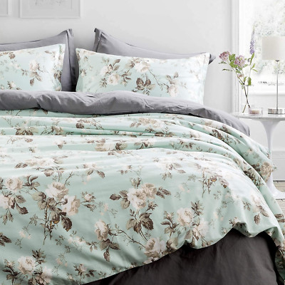 Home French Country Garden Toile Floral Printed Duvet Quilt Cover Cotton Bedding