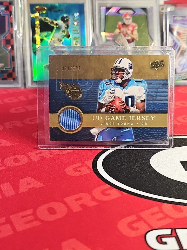2008 Upper Deck UD Game Jersey GOLD #UDGJ-VY Vince Young Tennessee Titans relic - Image 2 of 4