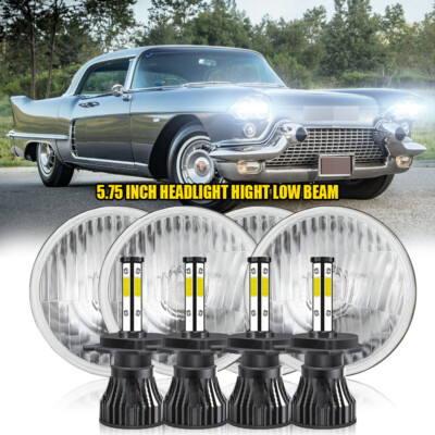 5.75 5-3/4 Round LED Headlights 4PC For Cadillac DeVille Eldorado 1962-1974