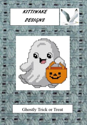 Ghostly Trick or Treat Halloween Kreuzstich-Set von Kittiwake. Einsteigerset