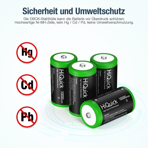 HiQuick 1,2 V NI-MH Wiederaufladbarer 5000/10000mAh Batterie /LCD Akku Ladegerät - Bild 11 von 34
