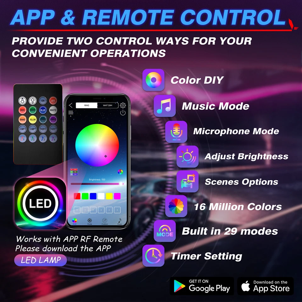 10M RGB 8 LED Car Interior Ambient Guide Light Strip Decor Atmosphere Door Light - Image 3 of 4