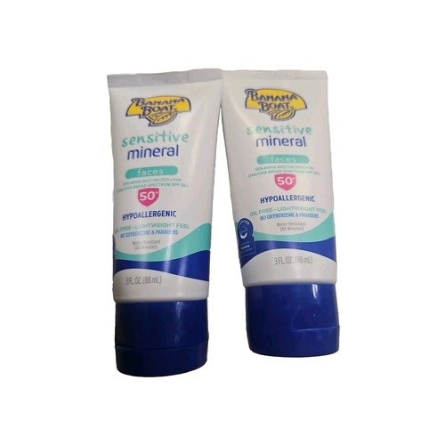Protector solar facial mineral sensible Banana Boat FPS 50+ 3 oz Exp2/2026 (paquete de 2)