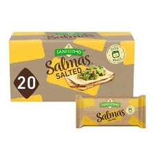 Sanissimo Salmas Salted, 20 packs of 3 Crackers, Oven Baked Corn Crackers