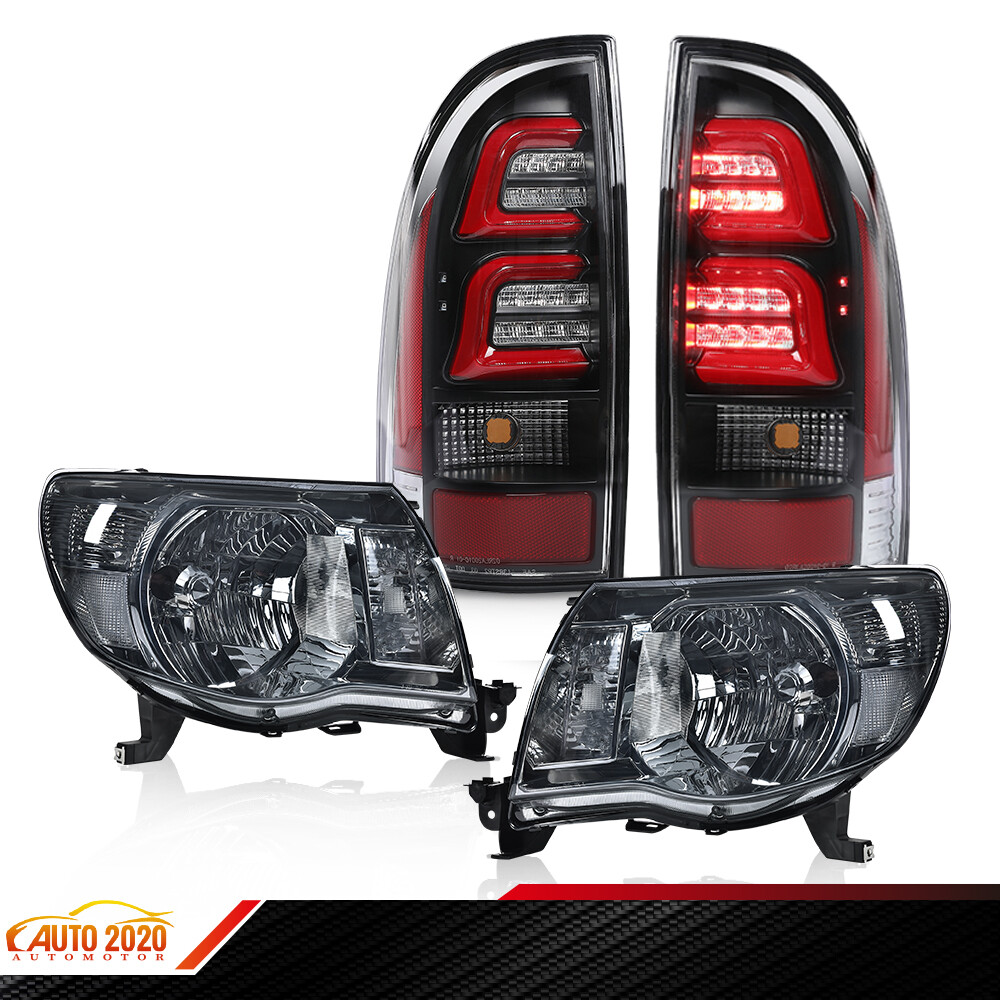 3D LED Tube Bar Tail Lights & Smoke/Clear Headlight Kit for 05-11 Toyota Tacoma