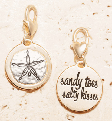Sandy Toes Salty Kisses Sand Dollar Amanda Blu Two Sides Two-tone Gold & Silver