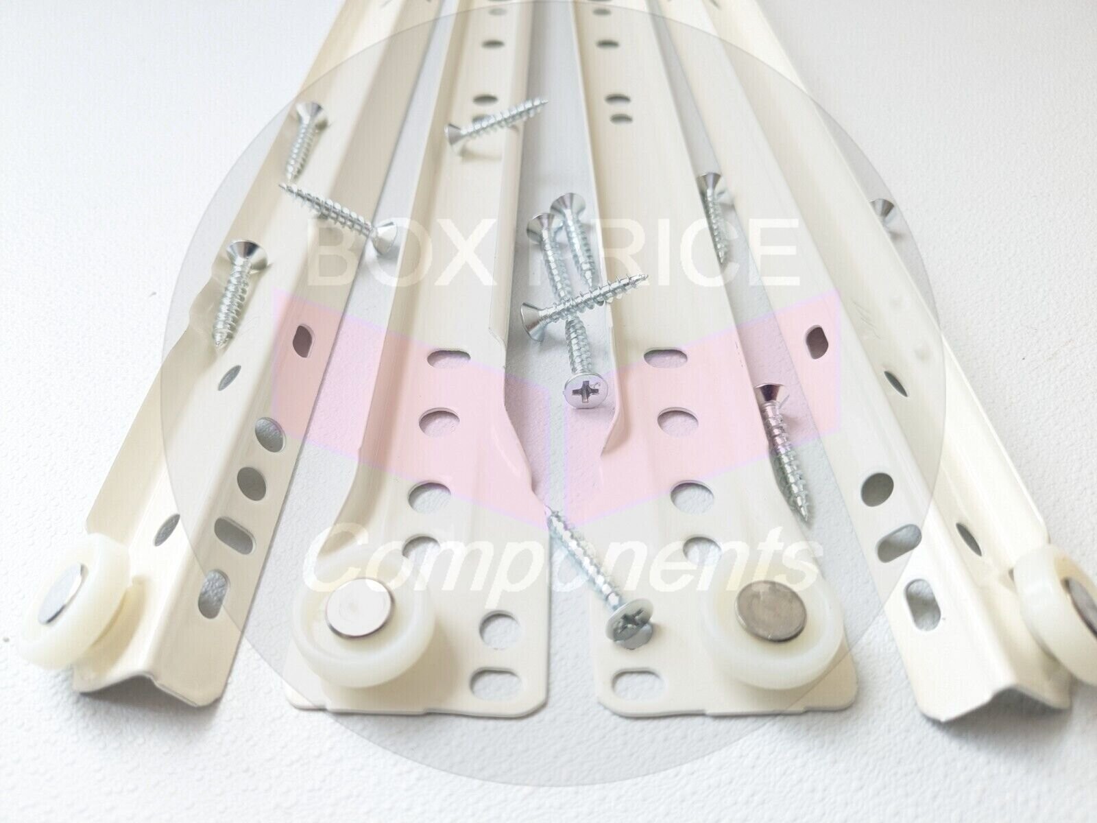 Metal Roller Bottom Fix Kitchen Drawer Runners 450mm Crean White With