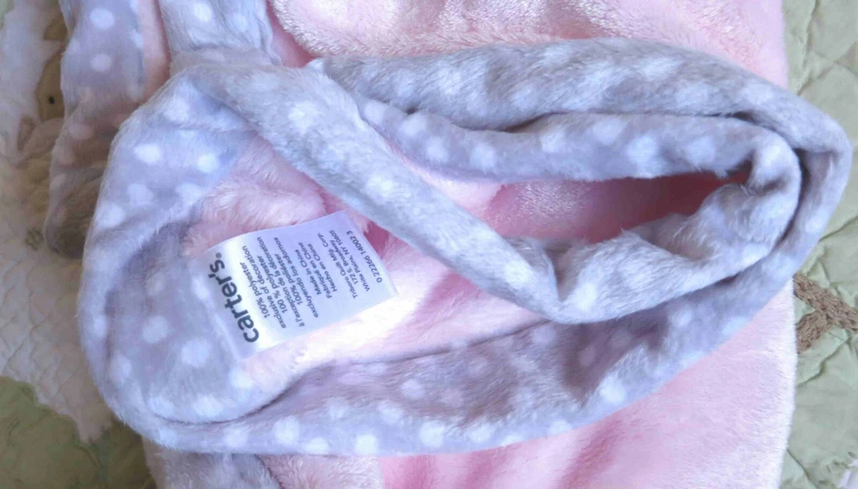 Manta Carter's Rosa Gris Elefantes Corazones Lunares Felpa Bebé Niña Usada en Excelente Condición Foto 2 de 2