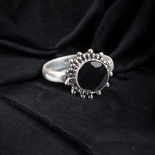 Black Onyx Gemstone 925 Sterling Silver Handmade Designer Jewelry Ring Gift