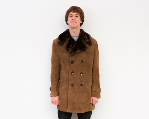 80's Vintage Montone Cappotto Uomo L Giacca Simil Sherpa Fodera Camoscio  Pelo | eBay