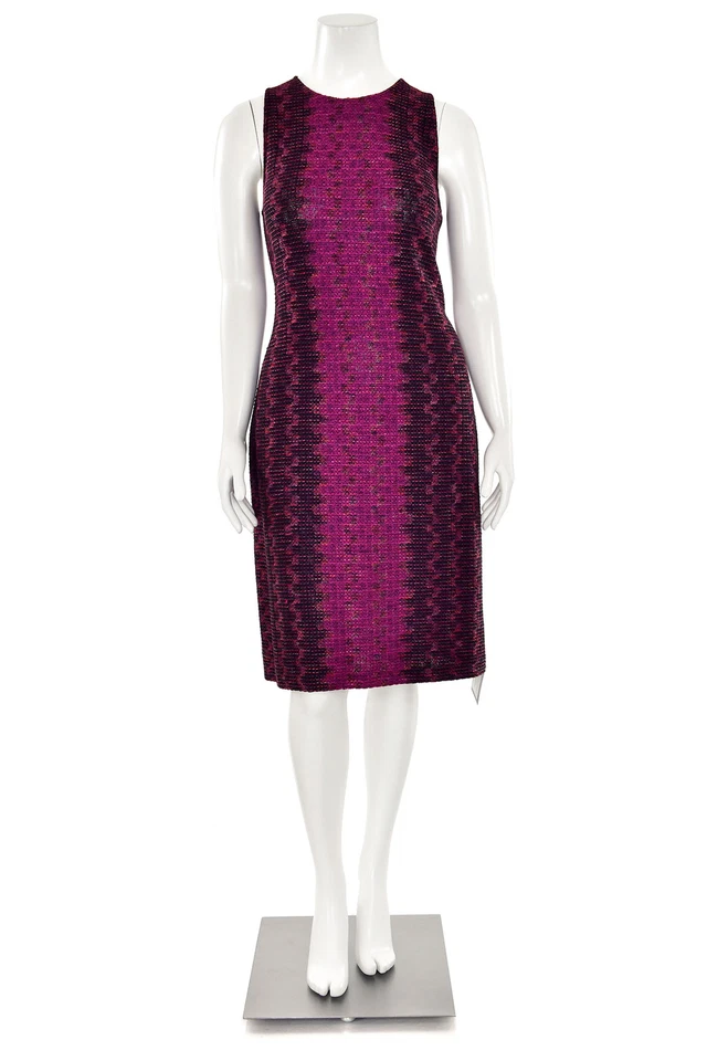 Vestido Vaina Tejido a Rayas St. John Knits Ombre en Rosa Oscuro/Negro talla 14 Foto 3 de 4