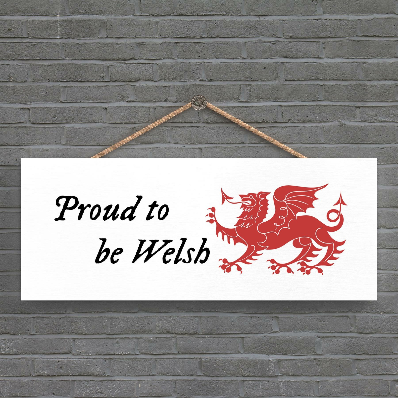 PROUD TO BE WELSH DRAGON SIGN DECORATIVE HANGING WOODEN PLAQUE
