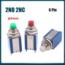 8mm Push Button Switches Micro Switch Momentary 2NO 2NC Red / Green / White 6Pin
