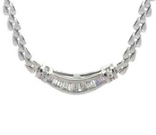 Diamond Gold Bar Pendant 18k 14k White Triple Row Teardrop Link Necklace
