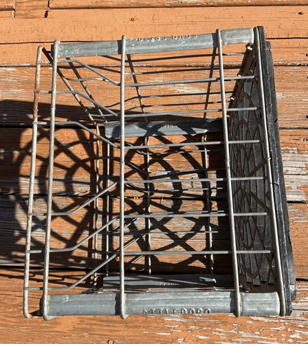 VINTAGE Milk Crate Steel Wire with Plastic Bottom - Picture 8 of 9