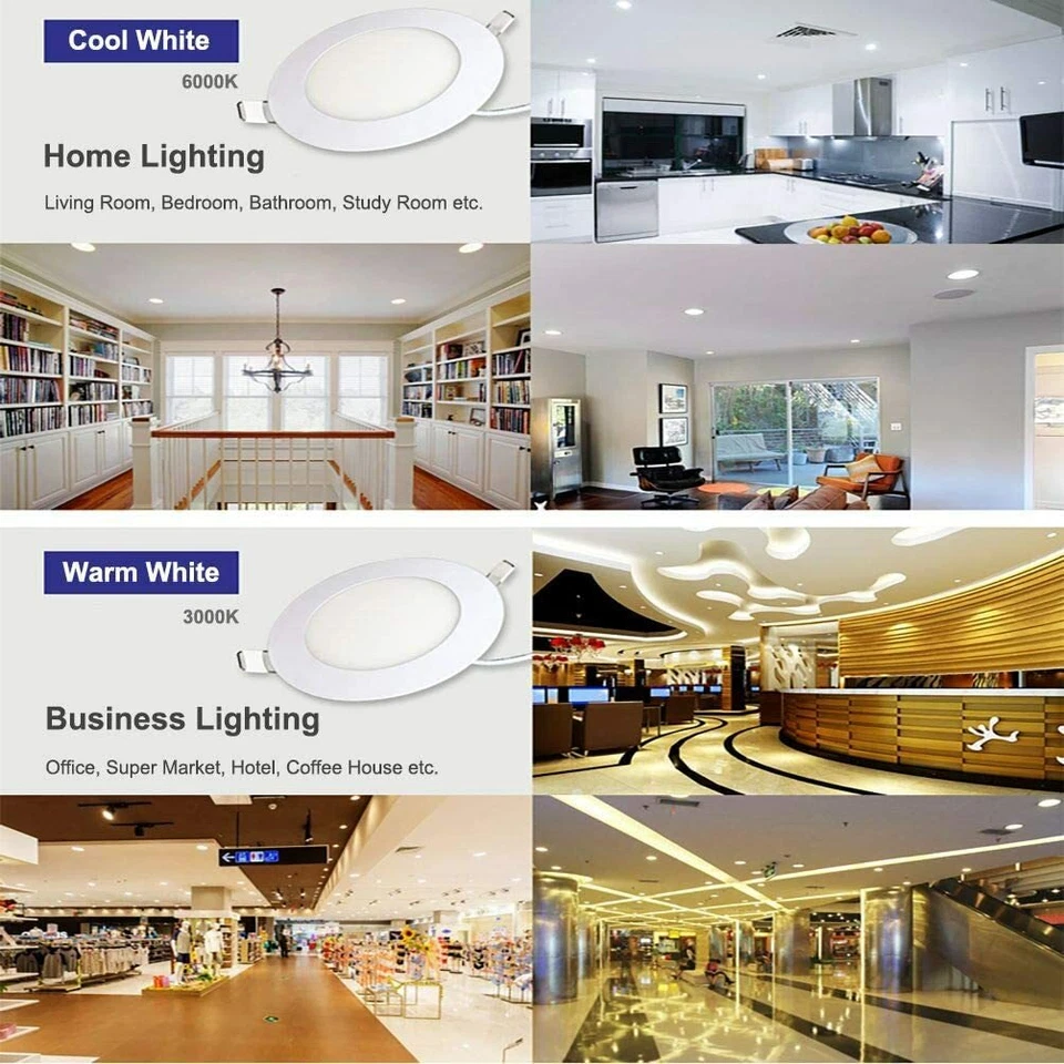 Downlight empotrado LED redondo 10 piezas 3W 3', 9W 5', 12W 6', 18W 8'' 6500K 3000K Foto 3 de 4