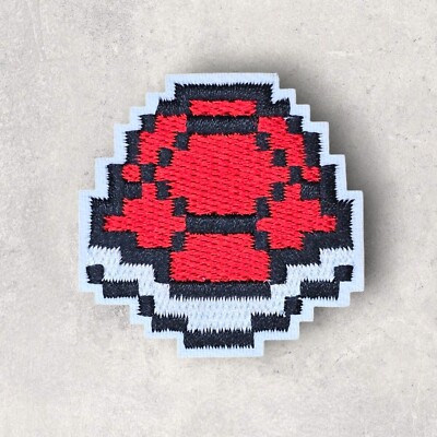 PIXEL SUPER MARIO BROS VIDEO GAME RED SHELL IRON ON PATCH 1.5 X 1.5 INCHES