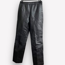 VINTAGE 1990s CLIO PETITES BLACK LEATHER PANTS SIZE 2
