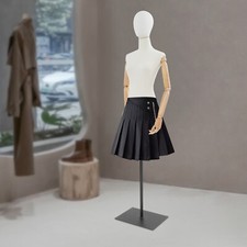 Adult Female Dress Form White Linen Mannequin with Black Base Adjustable Height