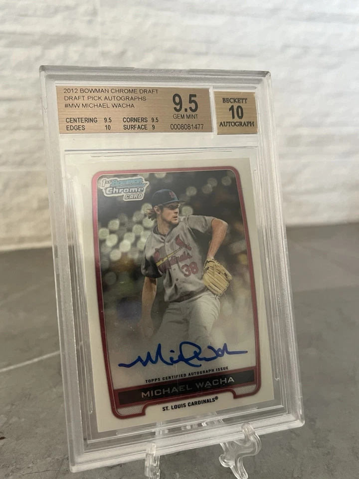 MICHAEL WACHA BGS 9.5 *10* CALIFICADO 2012 BOWMAN CROMO SELECCIÓN DE DRAFT AUTÓGRAFOS RC Foto 2 de 3
