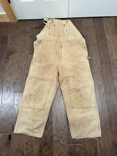Vintage 90s Carhartt Men's Double Knee Duck Canvas Bibs 44x30 6FB USA Made