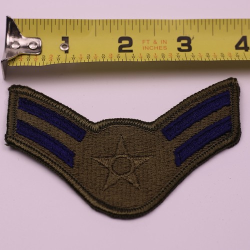 U.S. Military USAF Airman 1st Class Rank Insignia Patch E-3 Green Subdued 4”