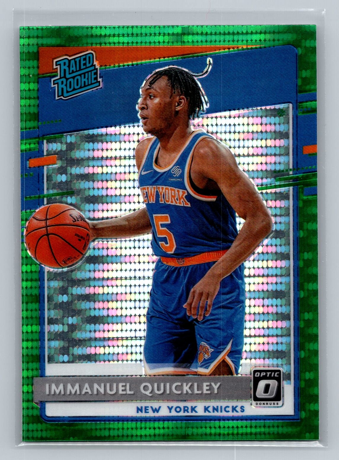 2020-21 Donruss Optic Immanuel Quickley #175 Green Pulsar New York Knicks