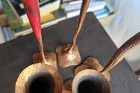 Hessel Studios Hand Hammered Copper Candlesticks & Bud Vases  Set of 5 Signed — photo 4