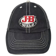 J-B Weld Baseball Cap Hat Black Red OS Strapback Made in USA Contrast Stitching