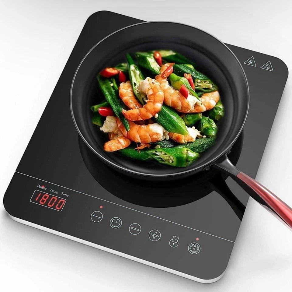 Portable 1800W Induction Cooktop – LED Touch Control, 9 Power Levels, Timer