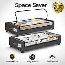Under Bed Storage Containers with Wheels 2 Pack Rolling Drawers 30.71x16.93x6.69
