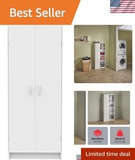 Kitchen Storage Cabinet with Adjustable Shelves White Standing Pantry Organizer