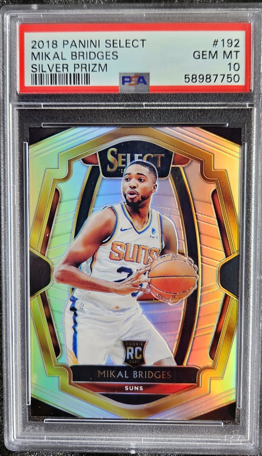 2018-19 Panini Select Mikal Bridges Silver #192 Premier Level Rookie PSA 10