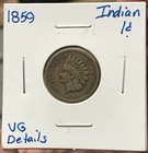 1859 1C Copper-Nickel Indian Head Cent VG Details