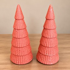 Cone Shaped Tiered Christmas Tree Decor Set of 2