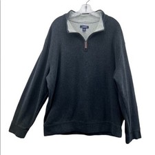 Lands  End Mens SZ XXL Gray Long Sleeve PullOver 1/4 Zip Sweater Outdoor Hiking