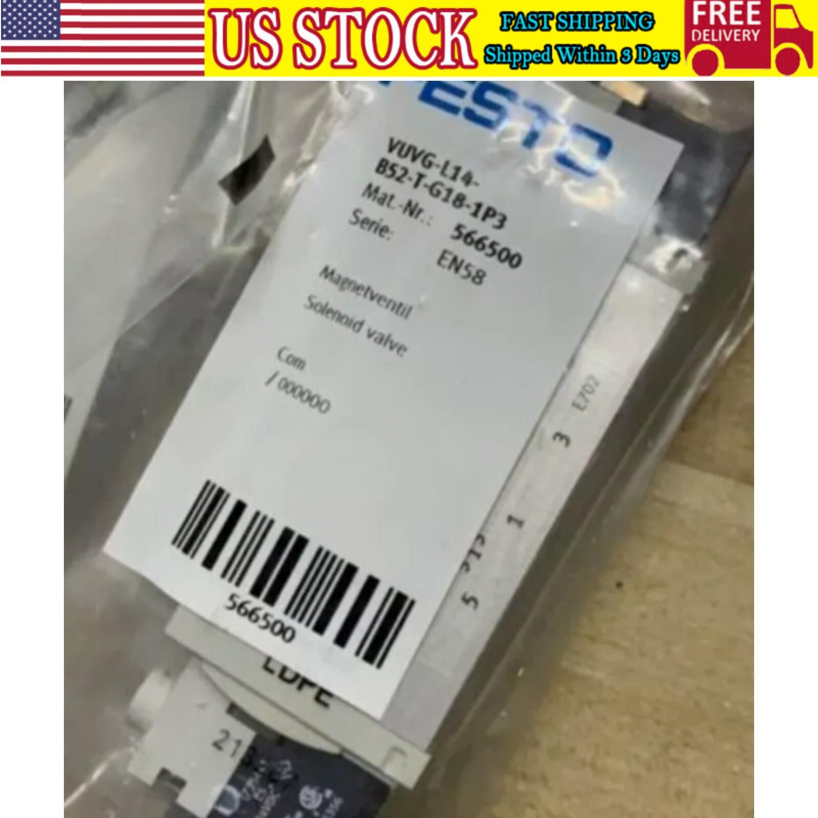 US FREE TAX NEW FESTO VUVG-L14-B52-T-G18-1P3 566500 Solenoid Valve