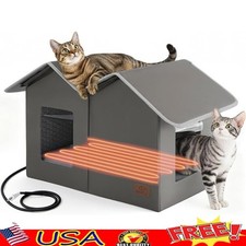 Outdoor Cat Shelter Waterproof Insulated House W/ Dual Doors Winter Comfort New